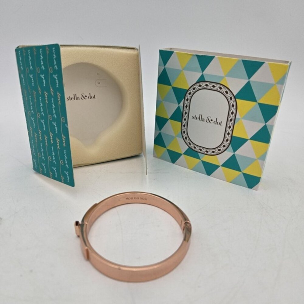 Stella and Dot Rose Gold Inspirational You Do You Quote Hinged Bangle Hart Verse